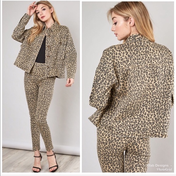 ❤️LAST! Leopard Print Stretch Pocket Button Jacket - Picture 2 of 3